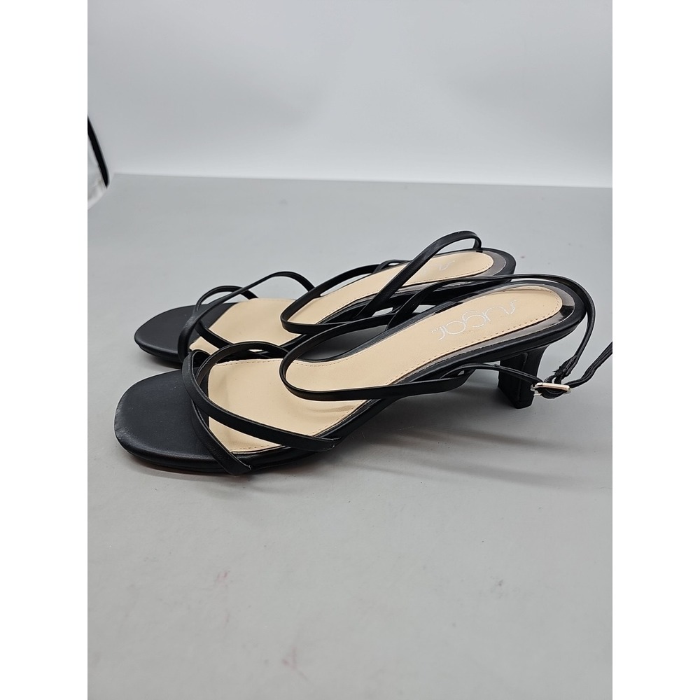 Sugar Nacole‎ Low Heel Sandal Black Size 9 M STRAPBACK EUC - Picture 2 of 5